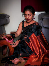 Beautiful Black saree with Brown colour Saree
