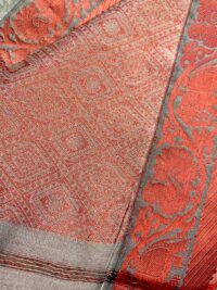 Grey Fancy Cotton saree with Meroon Thread embossed border
