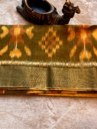 Yellow  Cotton saree with Golden Tissue Border