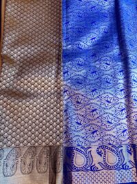 Beautiful Brown with BlueSemi silk saree
