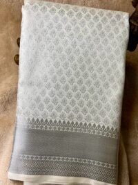 White Silver zari semi silk saree