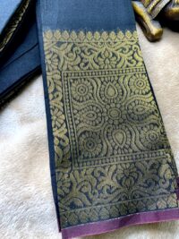 Black Cotton saree with Square Zari motif
