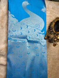 Teal blue Silk Brocade saree