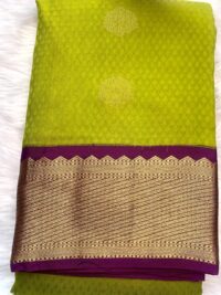 Traditional Astounding Green with Purple Pure silk saree