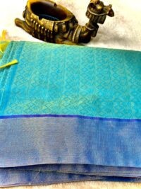 Teal Blue with light blue shade cotton saree
