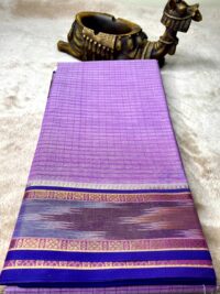 Lavender shade with Royal blue  cotton saree