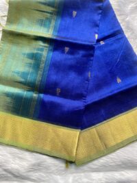 Royal Blue with green silk cotton saree