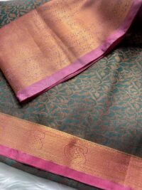 Bottle Green with Pink Brocade saree